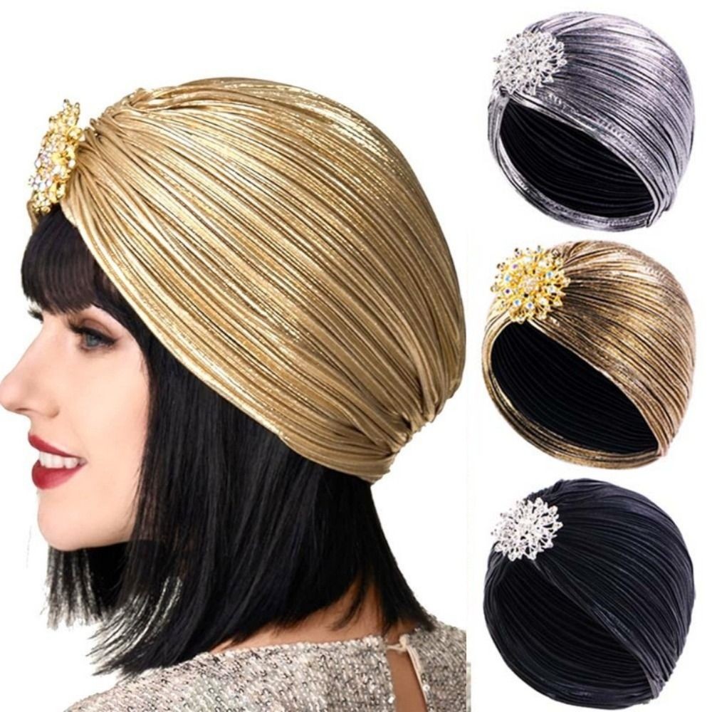Mũ xếp nếp nữ FUJIZOU, Mũ xếp ly Bandana sang trọng Ấn Độ, Mũ hóa trị thoải mái Mũ quấn đầu Mũ len co giãn Chăm sóc tóc