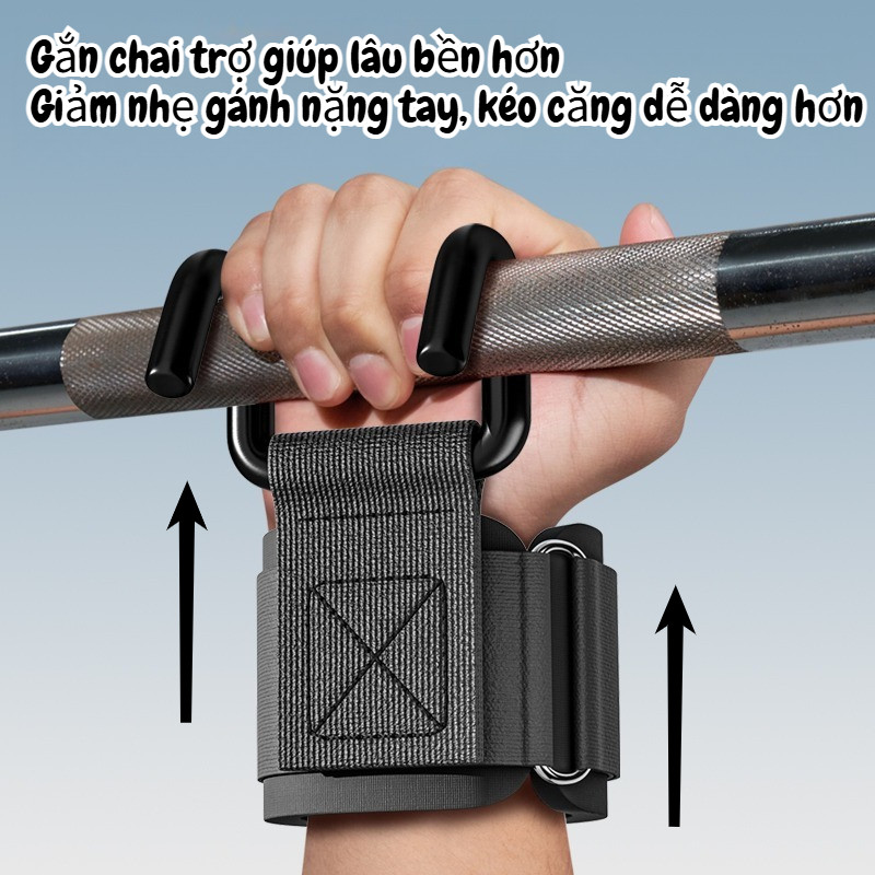 Cổ tay hỗ trợ móc hỗ trợ tập thể dục, thiết kế chống trượt+siêu chịu lực kéo lên/kéo cứng/nâng tạ vv