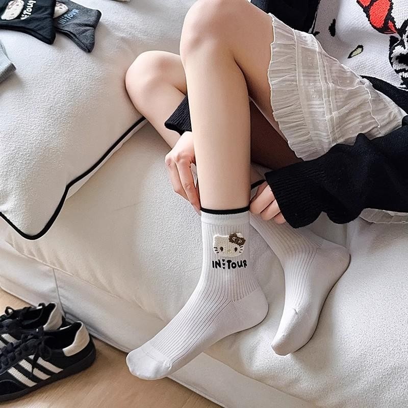 Tất Gấu Cô Gái Mèo KT, Phong Cách Kawaii Hàn Quốc, Ngọt Ngào Và Dễ Thương, Tất Quà Tặng Họa Tiết Hoạt Hình Học Sinh Ống
