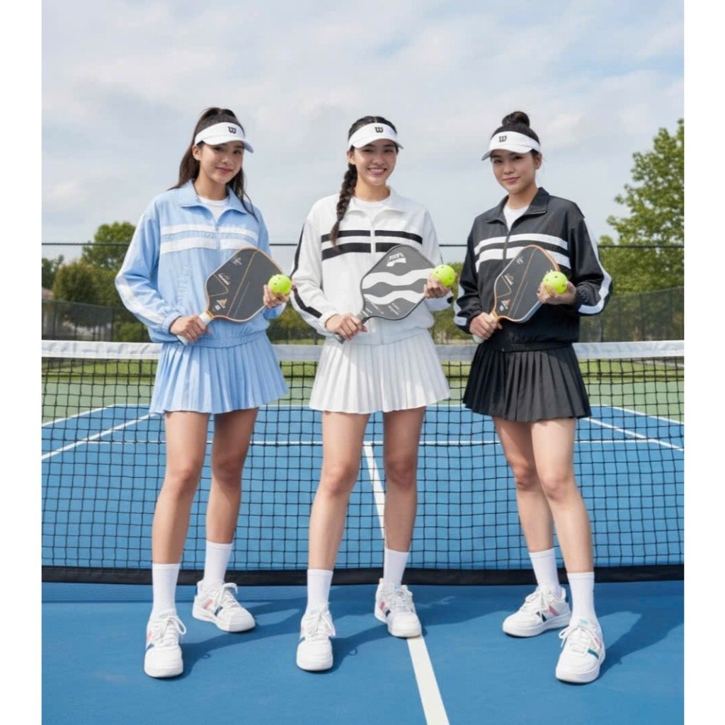 Product image [PICKLEBALL HOT]Bộ thể thao nữ, Áo dài tay Mix váy cạp cao gió siêu xinh chơi Pickleball Golf Tennis...