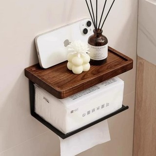 Quả óc chó Đục Lỗ Kệ Treo Tường Nhà Vệ Sinh Phòng Tắm Giá Gỗ Chắc Chắn Hộp Giấy Cuộn Giá Giấy
