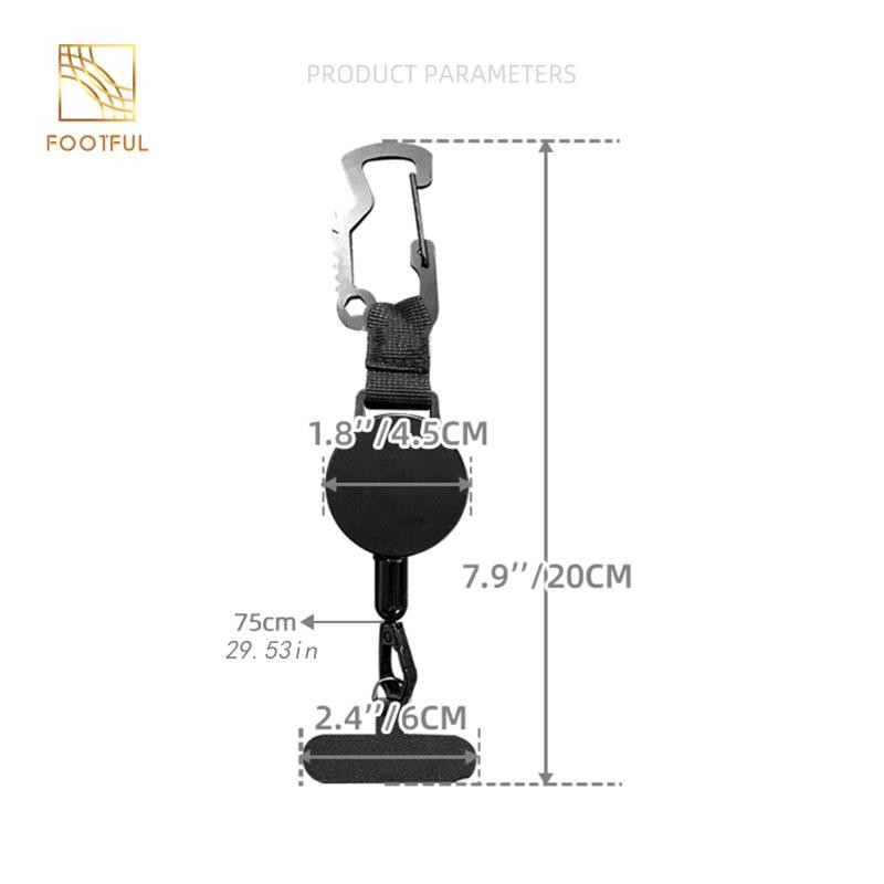 Dây đeo chìa khóa có thể thu vào Dây đeo điện thoại Tab Tether để trượt tuyết ngoài trời Đi bộ đường dài