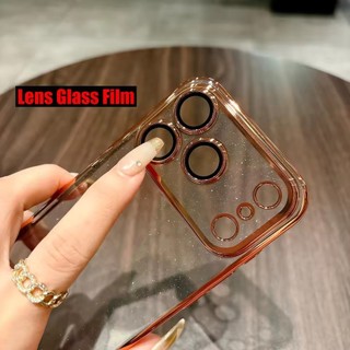 [JLK] Mạ Trong Suốt Lấp Lánh Pha Lê HD Dành Cho iPhone 17 Air 17Pro 16 15 Pro Max 16Plus Ống Kính Kính Phim Mỏng Siêu Mỏng Vỏ Cứng