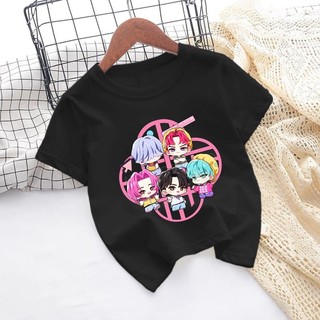 Kpop Demon Hunters Hoạt Hình Đồ Họa Trẻ Em Áo Thun Rời Cổ Tròn Mùa Hè Hợp Thời Trang Tay Ngắn Tee