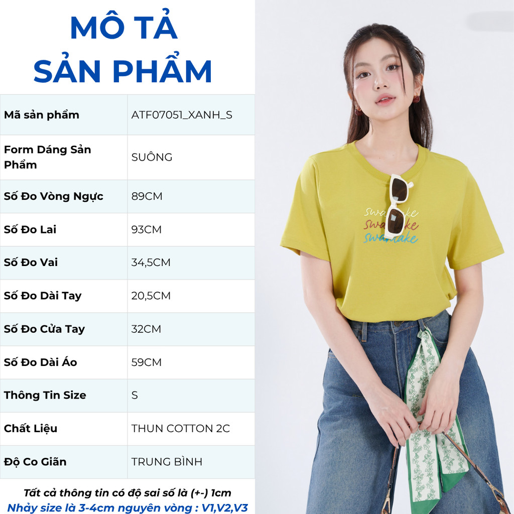 Áo Thun Nữ Tay Ngắn GUMAC Form Regular Cổ Tròn Cơ Bản In Phối Màu Trẻ Trung Năng Động ATF07051