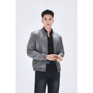 Áo khoác da cừu nam Bomber Jacket bo chun da cao cấp Fttleather bền bỉ - áo da trẻ trung AD602C