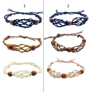 BTF Trống Đá Giá Đỡ Vòng Tay Pha Lê Giá Đỡ Vòng Tay Dây Có Thể Điều Chỉnh Dây Vòng Tay Handmade Dệt Lưới Lồng Giá Đỡ