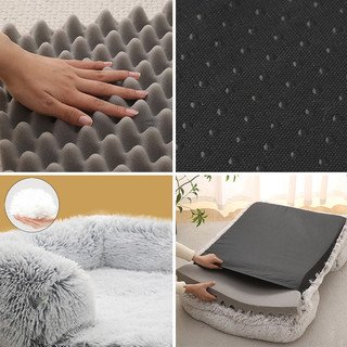 Giường cho chó chống trượt, Tổ chó chỉnh hình, Giường Sofa ấm áp sang trọng dày cỡ lớn, có nắp có thể giặt được