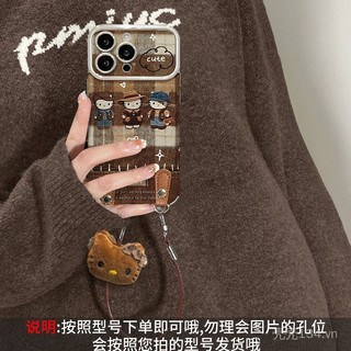 Dây buộc búp bê mèo Kt Thích hợp cho vỏ điện thoại 17promax iphone15 Cửa sổ mạ điện 16 Cảm giác cao cấp 14