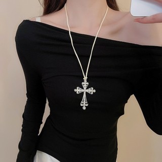 Vòng cổ mặt dây chuyền ngọc trai bằng da đính kim cương, dây chuyền xương đòn cổ điển thời trang châu Âu và Mỹ, dây chuyền cao cấp thích hợp dành cho nữ
