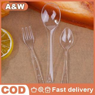 A & W 50 / 100 Chiếc Dùng Một Lần Mini Món Tráng Miệng Thớt Nĩa Cho Bánh Kem Jelly Pudding Đảng Nhựa Trong Suốt Phục Vụ Thìa