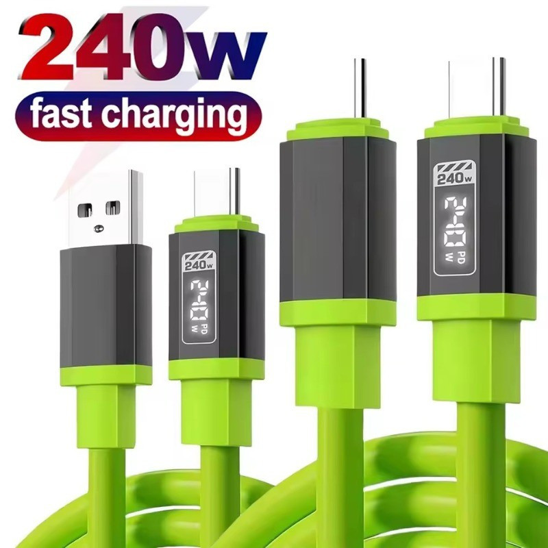 Dây bền TPE, Cáp dữ liệu Type-C sạc nhanh 240W 6A | Truyền dữ liệu tốc độ cao 480Mbps cho điện thoại thông minh và máy tính bảng
