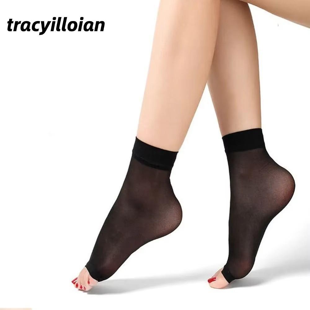 Tất nữ TRACEYILLOIAN, Tất mắt cá chân trong suốt thoáng khí, Tất Nylon lụa lưới siêu mỏng thời trang cho bé gái