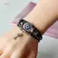 PNPIA- Vòng tay dây da mắt với thiết kế hoa xanh Thổ Nhĩ Kỳ dành cho nam nữ quyến rũ thủ công có thể điều chỉnh cho phong cách hàng ngày
