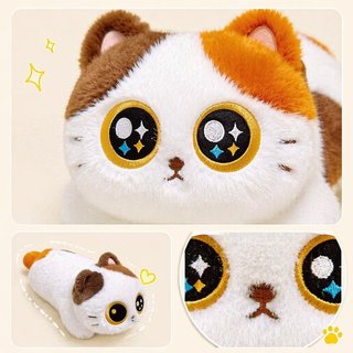 【BabyJoy】Gấu bông mèo đen mắt to dáng nằm, thú nhồi bông mèo tam thể, mèo Xiêm, gối ôm, quà tặng bé gái