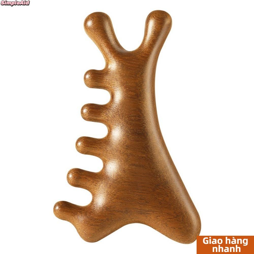 [COD] Lược massage đầu, cổ, mũi 4in1 bằng gỗ, răng rộng, đa chức năng, giúp lưu thông máu