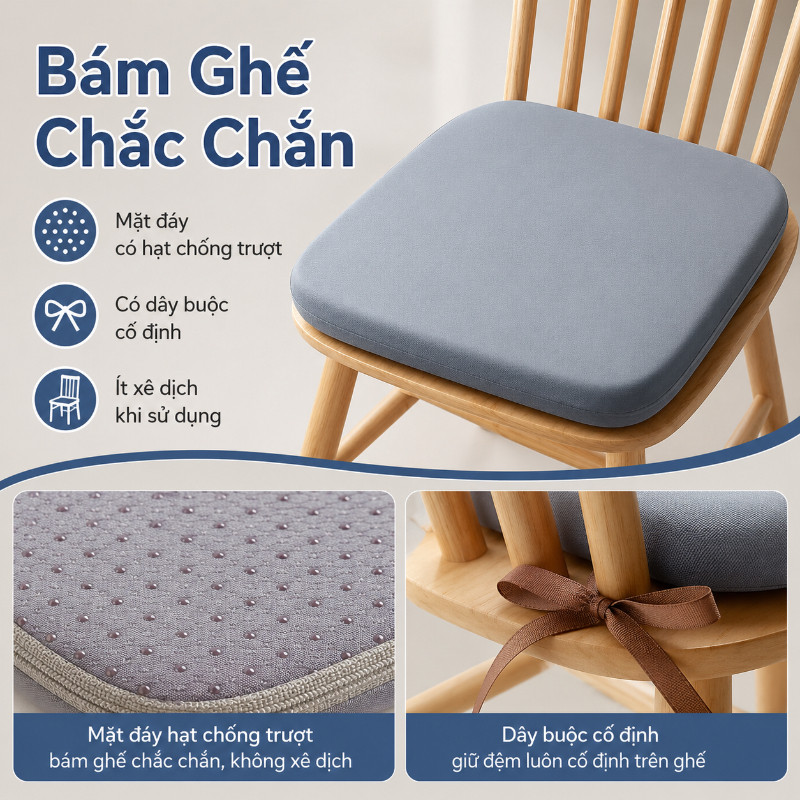 Đệm Ngồi Ghế Cao Su Non Thoáng Khí Siêu Đàn Hồi, Giảm Đau Mỏi, Dùng Cho Văn Phòng Xe Hơi Học Sinh Tiện Lợi