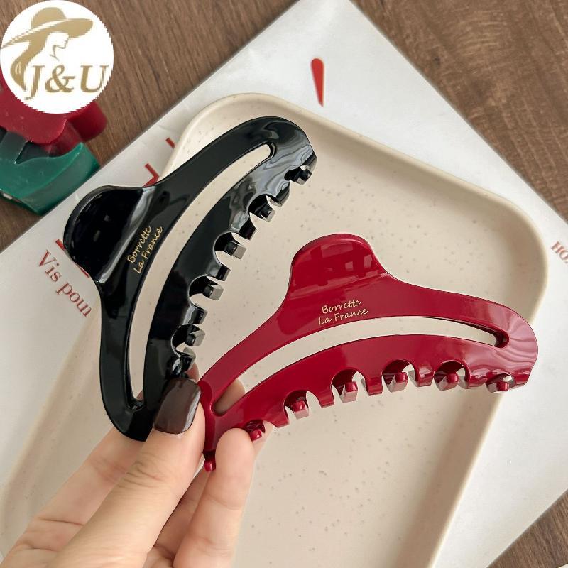 JU Pháp Acetate Chữ Vàng Nhãn Rỗng Cá Mập Kẹp Phụ Kiện Tóc Nữ Sang Trọng Kẹp Tóc Thời Trang Phụ Kiện Tóc VN