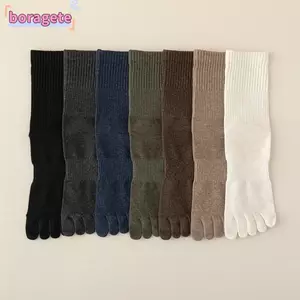 BORAGETE 1 Đôi Tất Năm Ngón, Tất Nhám Độ Ẩm Giữa Phi Hành Đoàn, Kiểm Soát Mùi Thời Trang Màu Trơn Thoáng Khí Tất Thể Thao Unisex