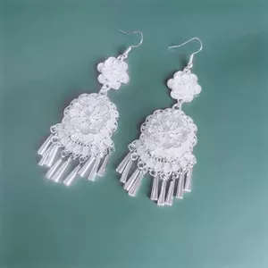 Miao Quốc Gia Dài Tua Rua Bông Tai Phóng Đại Thiểu Số Dân Tộc Bông Tai Retro Tính Khí Cao Cấp Bông Tai Dân Tộc 6.17