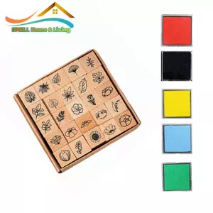 Bộ 25 Tem Gỗ Có Biểu Tượng Thời Tiết & Vui Nhộn Để Thêu Sò Và Viết Nhật Ký