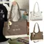 Túi Tote AWNGD, Dây Đeo Cotton Mềm Khóa Kéo Vai, Phong Cách Đơn Giản Sức Chứa Lớn Bền Đẹp, Túi Canvas Cho Sinh Viên Đại Học