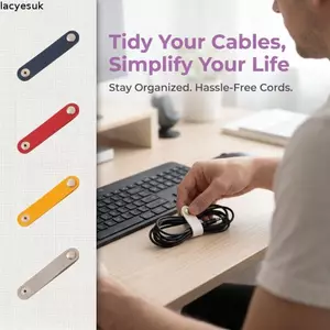 LACYESUK 10 Cái Dụng cụ sắp xếp dây quản lý cáp, Dây buộc cáp bảo vệ cáp bằng da PU, Bộ sắp xếp gọn gàng không bị rối Bộ cuộn cáp lưu trữ máy tính để bàn cho dây tai nghe