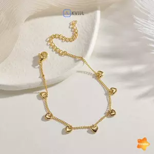 Vòng tay trang sức thời trang nữ màu vàng hình trái tim đơn giản Vòng tay Chuỗi quà tặng sinh nhật nữ mới