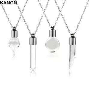 Vòng cổ chai thủy tinh KANGN, Giá đỡ tro kính trong suốt Chai chúc, có dây chuyền lưu niệm DIY Vòng cổ tưởng niệm