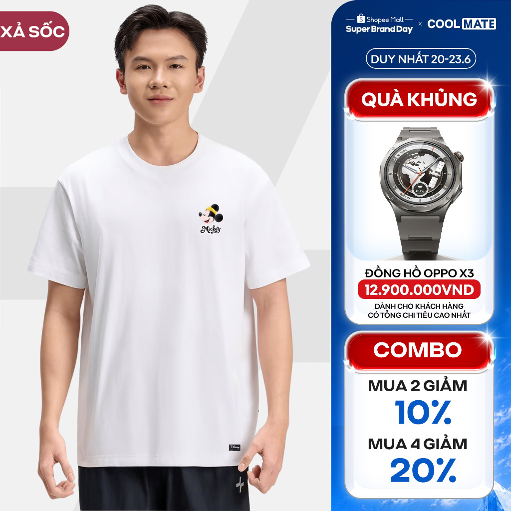 [MUA 4 GIẢM 20%][BST 2026]Áo thun nam nữ cotton 100% 220gsm IN Mickey Vui Xuân Áo đôi Coolmate