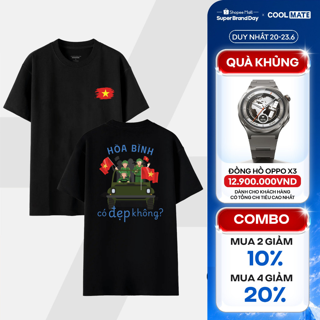 [MUA 4 GIẢM 20%][BST TỰ HÀO VIỆT NAM]Áo thun Cotton Compact in Hoà bình -  Coolmate