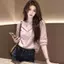 Áo sơ mi mỏng tay màu hồng phong cách Hàn Quốc dành cho nữ mùa hè Áo sơ mi dáng rộng cao cấp phù hợp cho mọi trận đấu