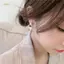 PNPIA- Bông tai ngọc trai tình yêu nhỏ đơn giản Hàn Quốc Dongdaemun Bông tai bé gái Mạng màu đỏ Tất cả các trận đấu Bông tai tính khí