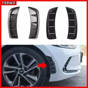 YRBWD 2 chiếc Fender Air Vent, Vỏ dán tự động bằng sợi Carbon màu đen, Kiểu dáng xe cản trước Cánh bên Cửa hút khí đa năng