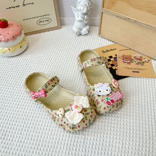Bé Gái Tập Đi Mùa Hè Rỗng Dép Dễ Thương Nơ Kitty Trẻ Em Dép Công Chúa EVA Nhẹ Chống Trơn Trượt Trẻ Em Đi Biển Giày