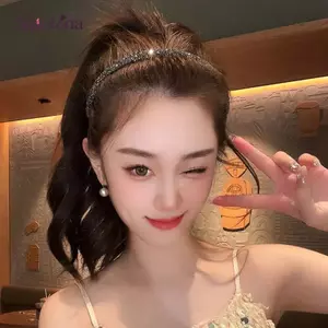 AqToCna Chống Trơn Trượt Kim Cương Giả Tóc Vòng Ban Nhạc Nữ Răng Đàn Hồi s Dành Cho Nữ Sáng Bóng Sang Trọng Tóc Vòng AqToCna