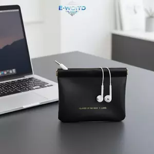 Túi đựng đạn E-WOITD có khóa tự động, Túi đựng tai nghe có dây, Ví đựng tiền xu PU, Túi đựng đồ trang điểm và môi cầm tay Mini E-WOITD