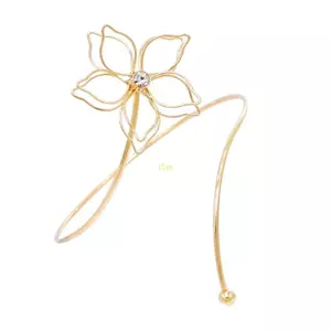 Flgo Vòng tay hoa tone vàng thiết kế mở dây, lắc tay hợp kim đơn, phụ kiện trang sức với trung tâm trong suốt