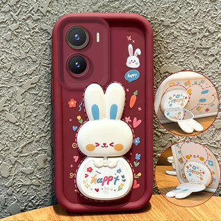 Ốp Lưng Cho redmi A7 Pro 4g POCO C85X X8 Pro max 5g Vỏ Điện Thoại Vỏ Mềm Silicon Chống Sốc Gương Thẩm Mỹ Có Giá Đỡ 360° Xoay thỏ dễ thương màu hồng cho bé gái JTXCEZJ3