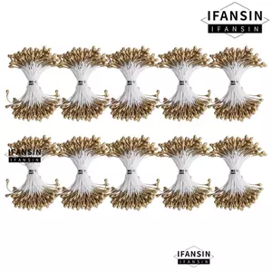 FANSIN 900 chiếc Stamen hai đầu, Thạch cao vàng Kích thước 3mm Hoa nhân tạo Stamens, Phụ kiện làm bó hoa nhân tạo Đồ thủ công DIY