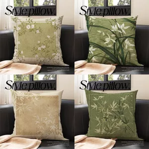 Gối tựa sofa xanh vintage Trung Hoa kèm ruột nhung mềm khóa kéo ẩn tháo giặt được trang trí phòng khách phòng ngủ xe hơi
