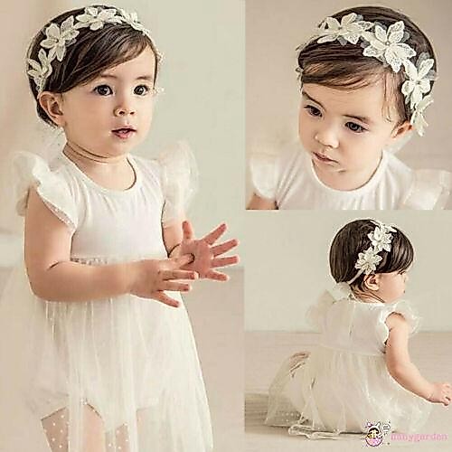 Băng đô satin họa tiết hoa đáng yêu cho bé gái