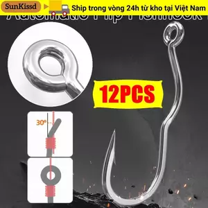 SUNKISSD 12 Cái / gói Móc Câu Lật Tự Động, Thép Carbon Cao Có Móc Câu Cá Mắt, Dụng Cụ Câu Cá Thép Gai Chống Trơn Trượt