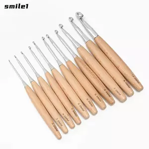 Móc móc SMILE, Móc đan dài 3-12mm, Phụ kiện may vá Dụng cụ dệt sợi gỗ sồi