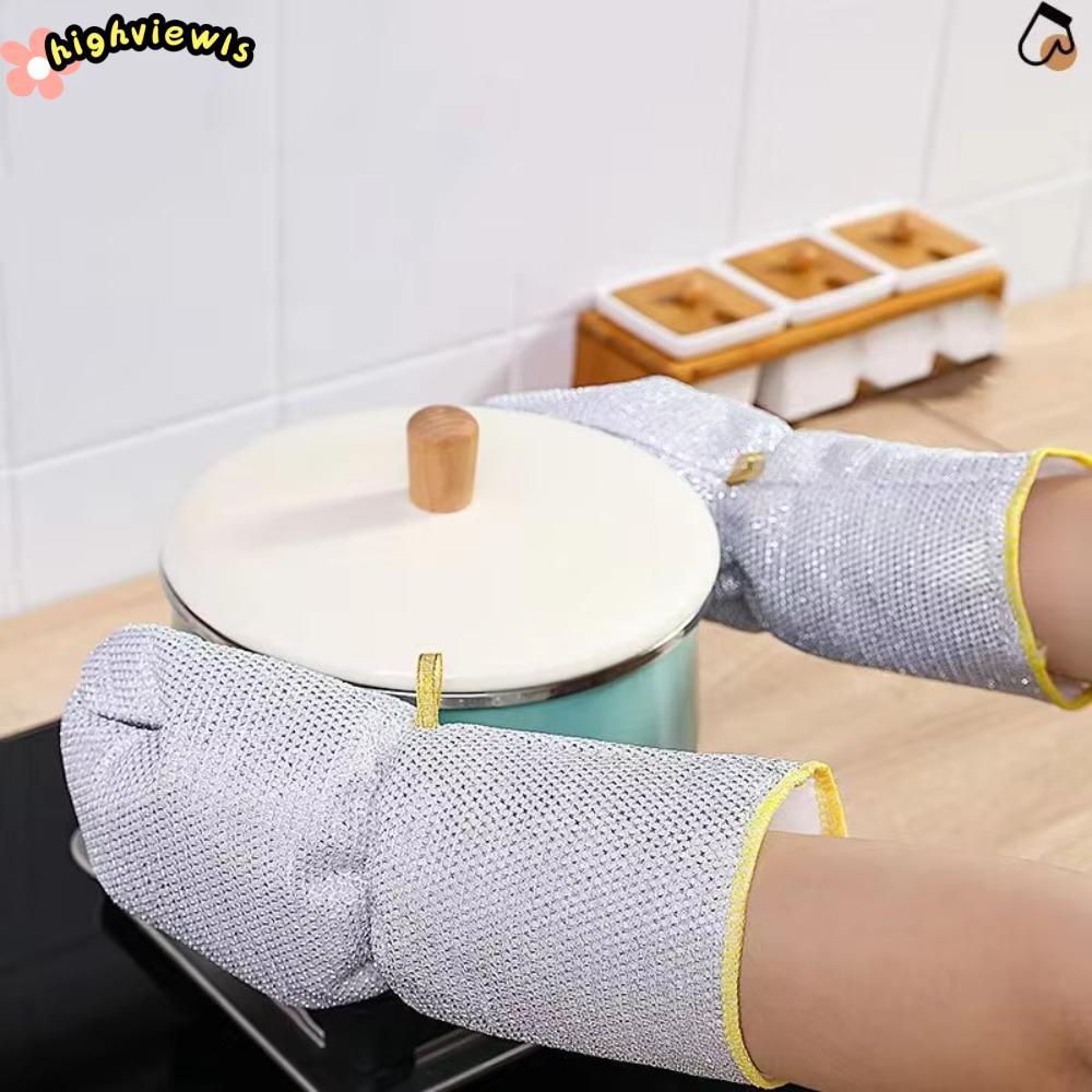 🔥HIGHVIEWLS🔥 Găng Tay Rửa Chén , Găng Tay Vệ Sinh Gia Đình Kéo Dài Công Việc Nhà Vệ Sinh, Bát Chải Dày Chống Thấm Nước Làm Sạch Găng Tay Bạc
