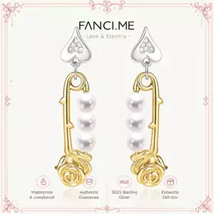Bông tai bạc ngọc trai hình hoa hồng FANCIME
