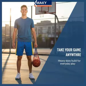 MAKY Bóng Đơn Bóng Đá Lưới Túi Bền Đậm Nylon Lưới Thể Thao Di Động Sắp Xếp Lưu Trữ Cho Thực Hành Du Lịch Cắm Trại VN