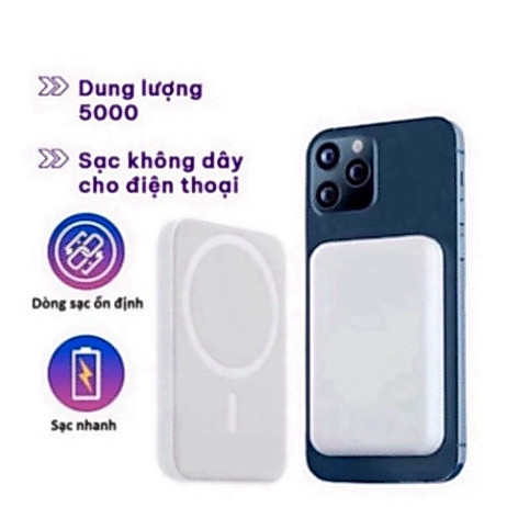 Pin Sạc Dự Phòng Không Dây 5000mAh ​Mini Có Nam Châm Tự Động Lấy Nét  Cho iPhone/android new HOT