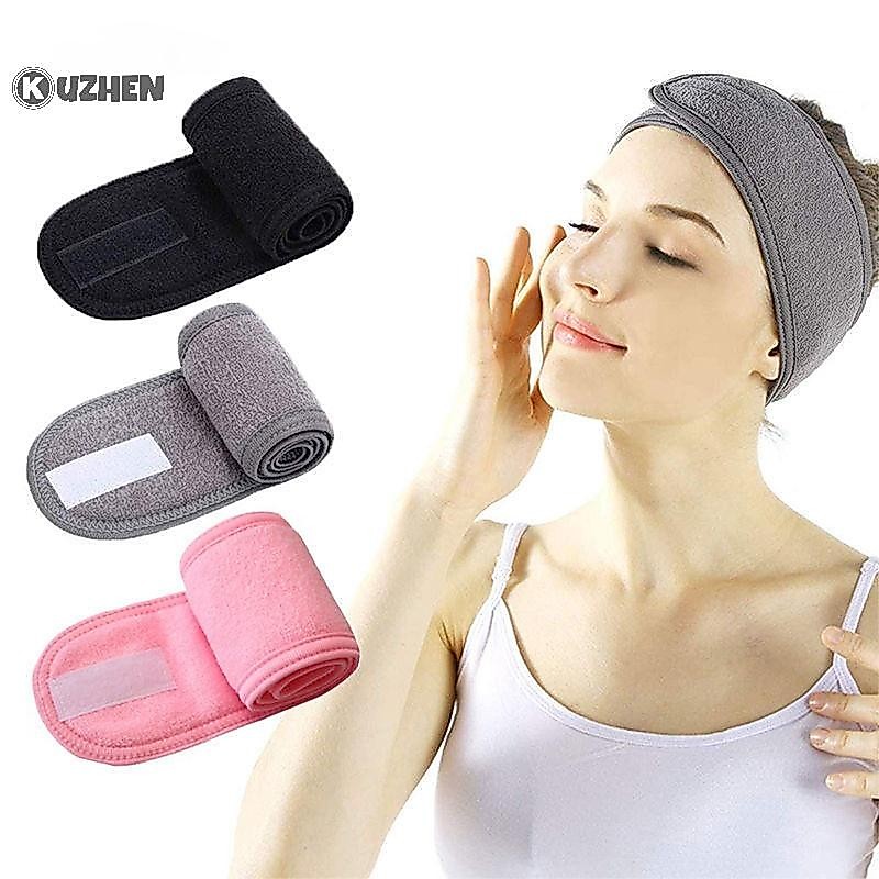Kuzhen Có Thể Điều Chỉnh SPA Băng Đô Quấn Tóc Rộng Yoga Tắm Trang Điểm Rửa Mặt Dây Tóc Thể Thao Với Nhiều Màu Sắc HOT