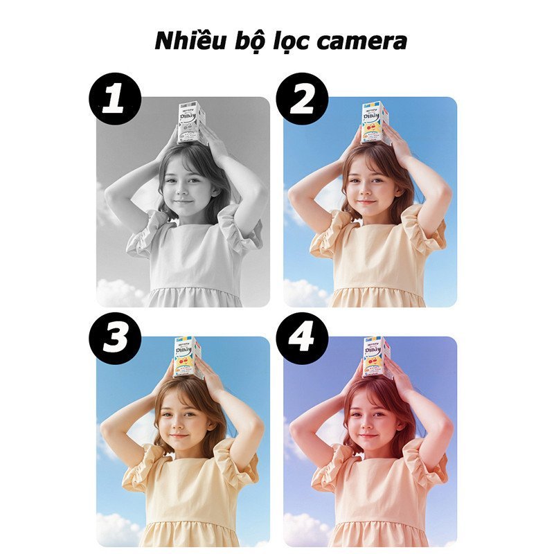 Máy Ảnh In Liền Cho Bé Camera Trẻ 48MP In Ảnh Màu Quay Video 1080P Kép Ống Kính Màn Hình Cảm Ứng